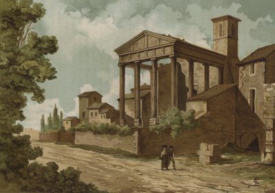 The Roman Temple of Hercules in Cori, Italy by Spanish School